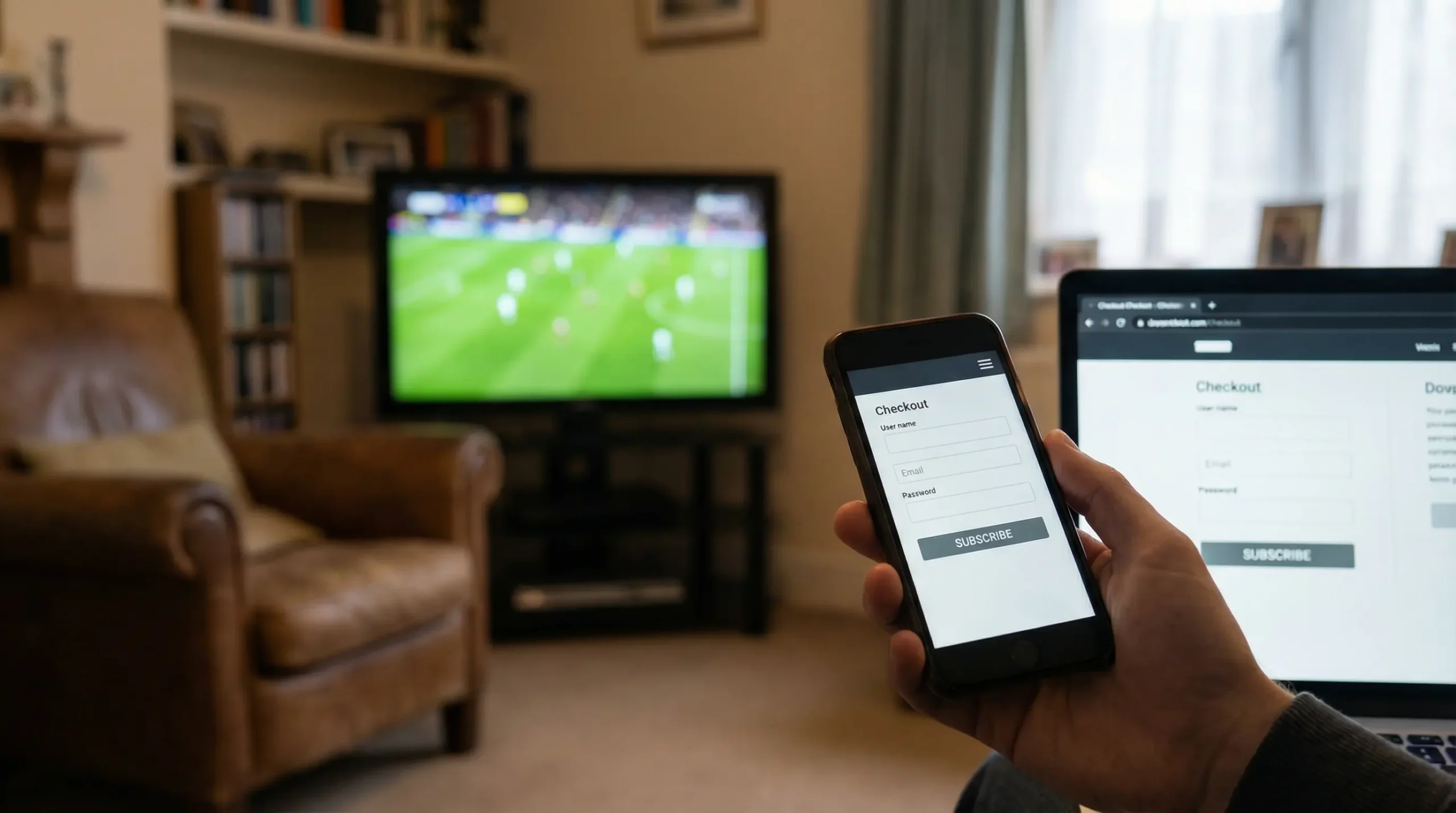 Best IPTV subscription UK for World Cup 2026 – choosing a monthly plan on a laptop